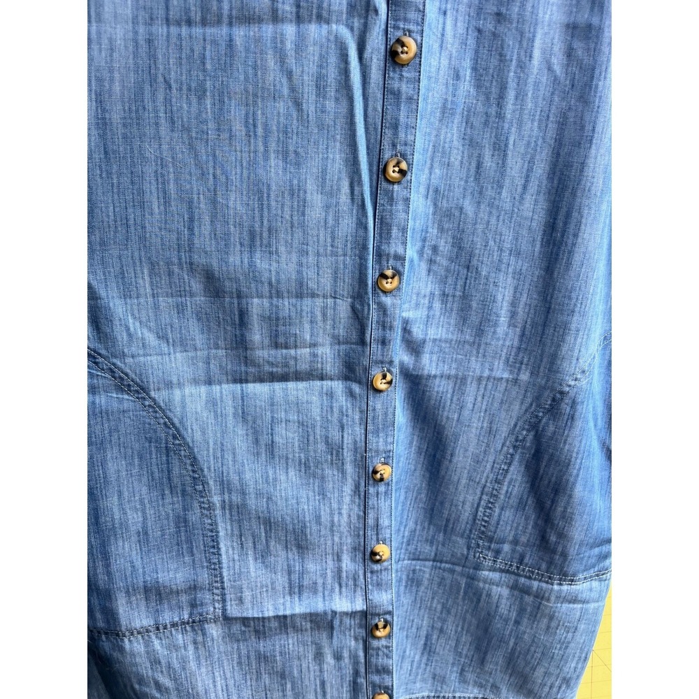 Wonderly‎ Chambray Denim Tunic Sheath Shirt Dress Size M Blue Pockets Womens - Picture 6 of 8